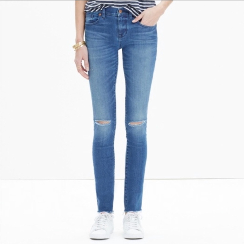 Madewell Skinny Skinny Ripped Knee, Raw Hem Jeans